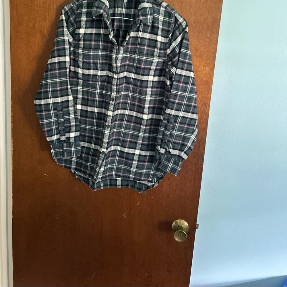 Madewell Women Green Purple Black Flannel size M